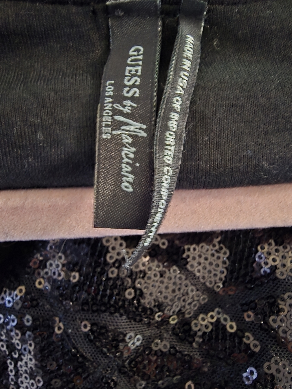 Guess By Marciano Black Sequin Quilted Cropped Sweatshirt - Picture 5 of 5